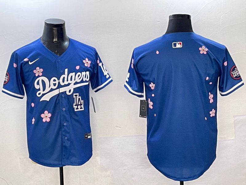 Men Los Angeles Dodgers Blank Blue Sakura Edition 2025 Nike MLB Jersey style 6